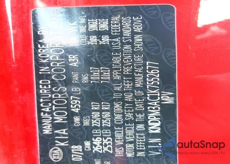 2019 Kia Sportage Lx z USA, uszkodzony, nr VIN KNDPM3AC1K7552677